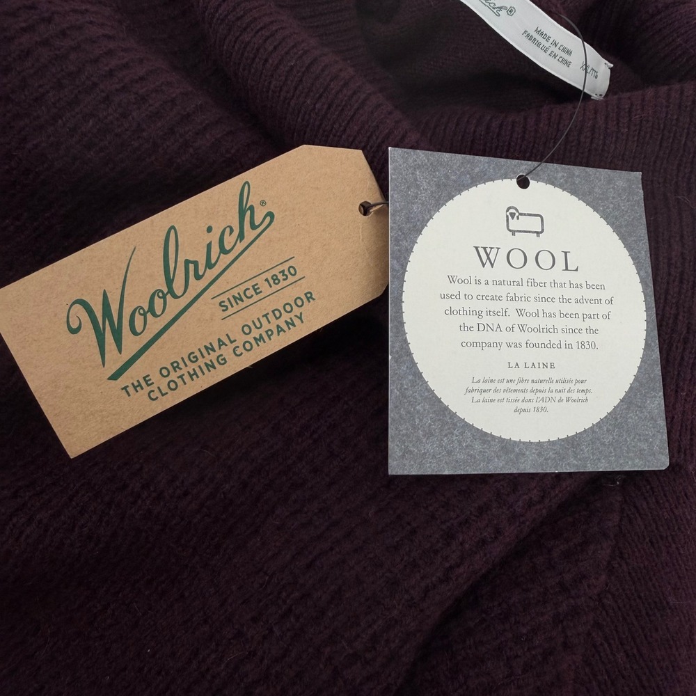 Woolrich Wool Turtleneck Tunic Sweater Women XXL Burgundy Long Sleeve Raglan - Picture 6 of 12